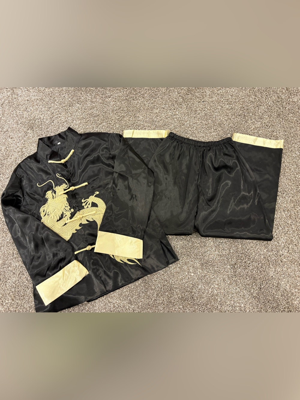 Black and Gold Dragon Embroidered- Traditional Style